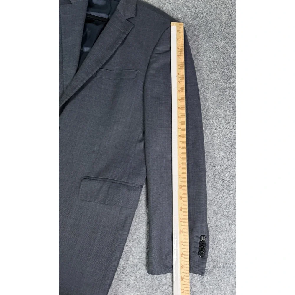 Ermenegildo Zegna Traveller Saks 100% Wool Blazer Blue Windowpane 42R Italy Made